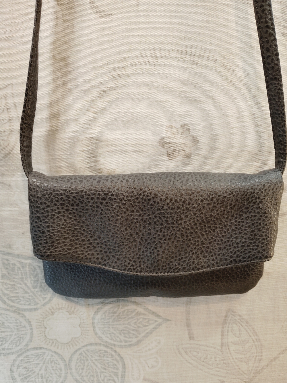 Classic Grey Pebbled Leather Crossbody Bag